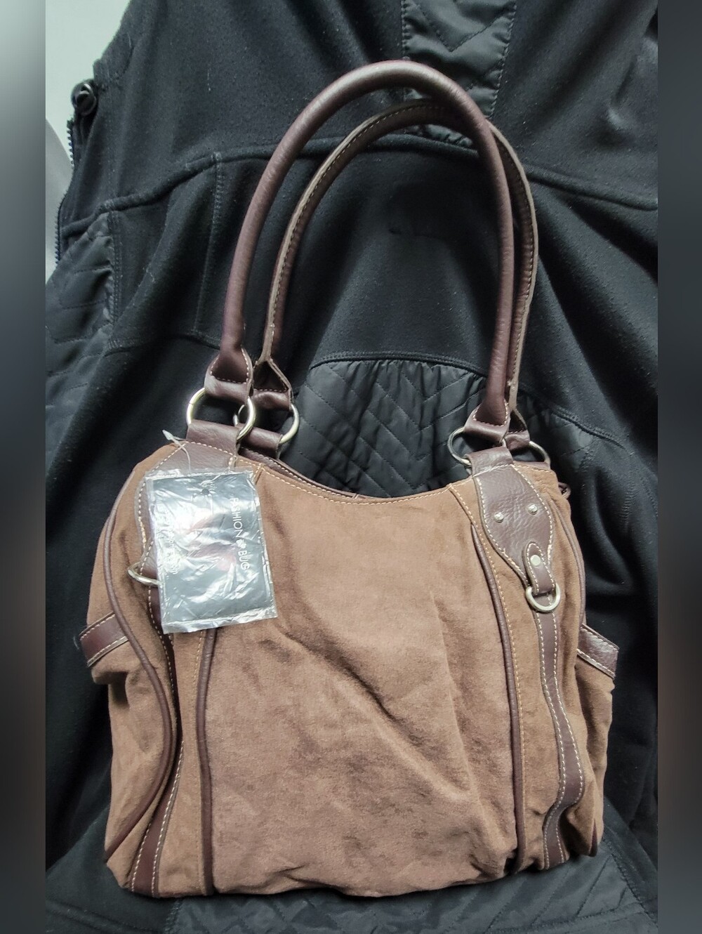 Fashion Bug Brown Suede Handbag- new with tags.